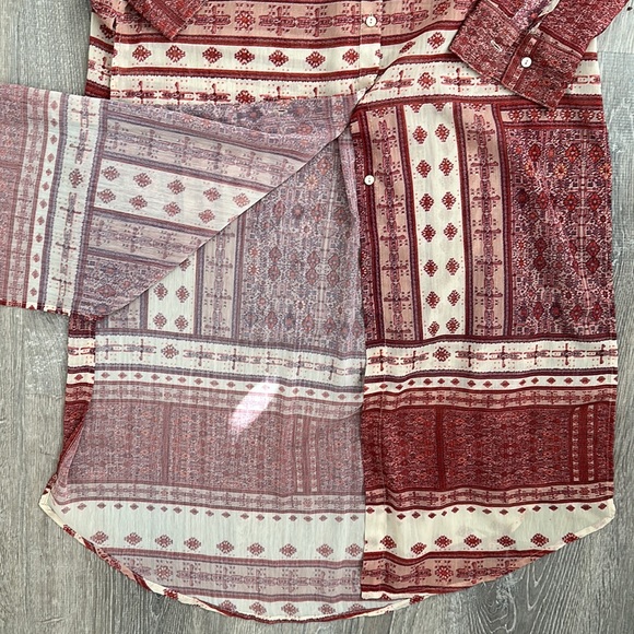 Zara Side Slit Sheer Button Down Shirt - Picture 5 of 5